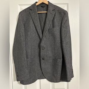 Franklin Tailored unlined wool/silk Suit Coat 50R grey herringbone